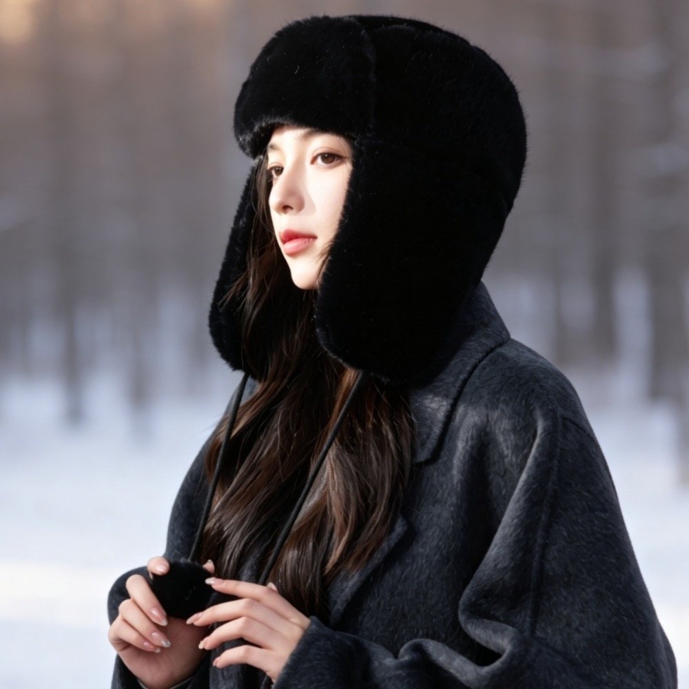 Trapper Hat Ear Flap - Теплая полиэстеровая шапка-ушанка с ушками и