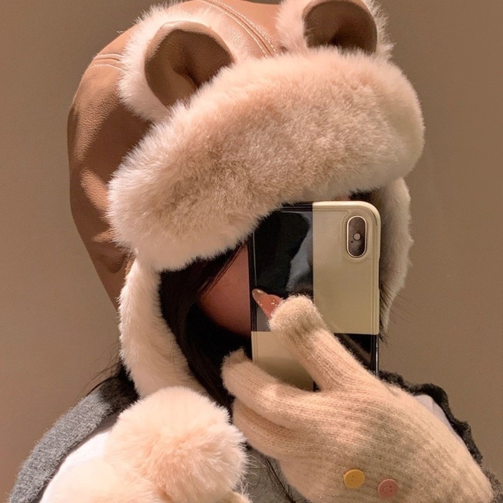 Trapper Hat Ear Flap - Уютная шапка-ушанка из искусственной кожи с