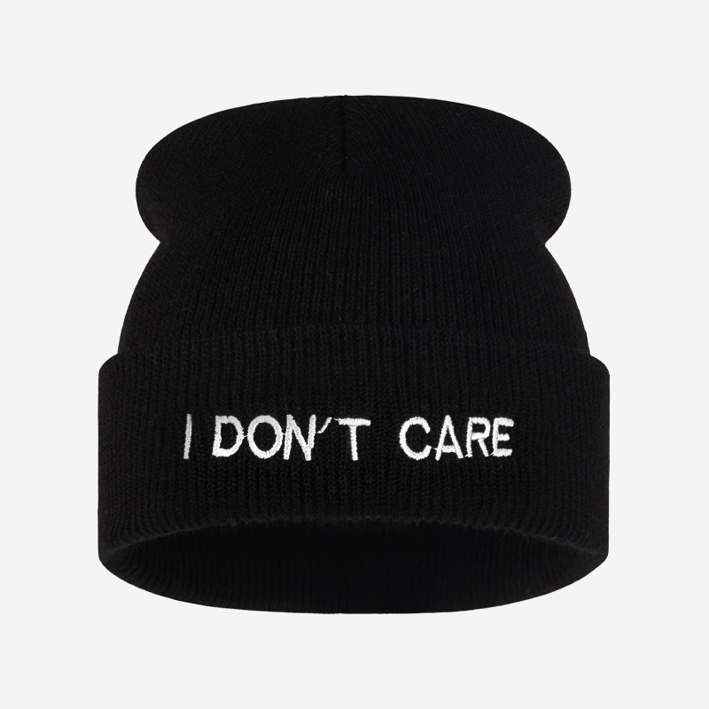 I DON'T CARE Текстовая вязаная – обзор и цена Beanie Cuffed Knit